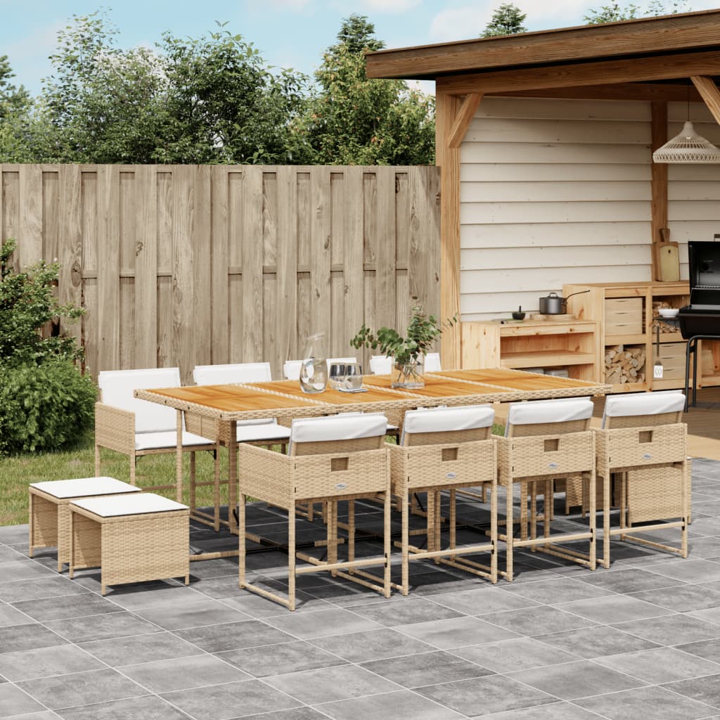 17-Delige Tuinset Met Kussens Poly Rattan