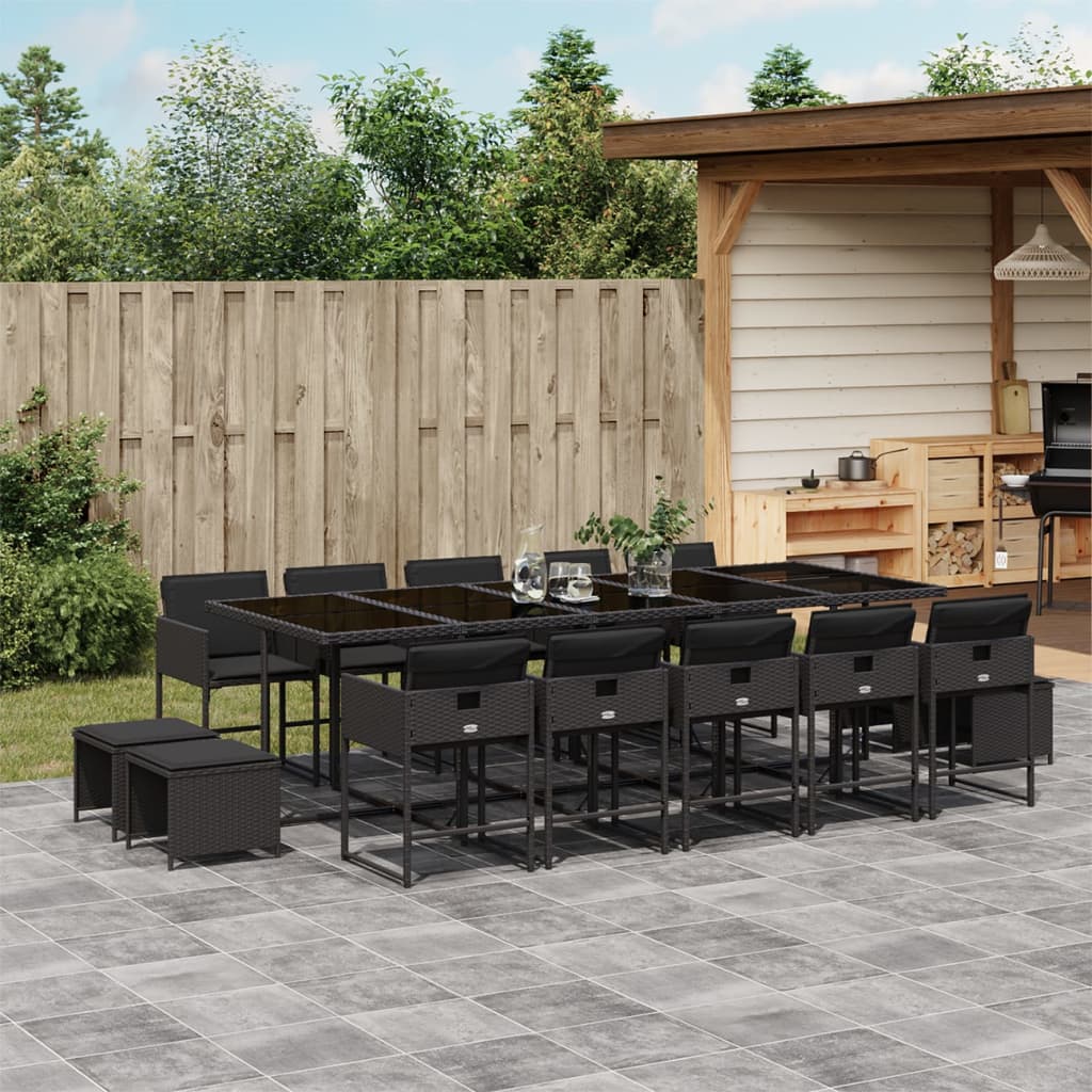17-Delige Tuinset Met Kussens Poly Rattan