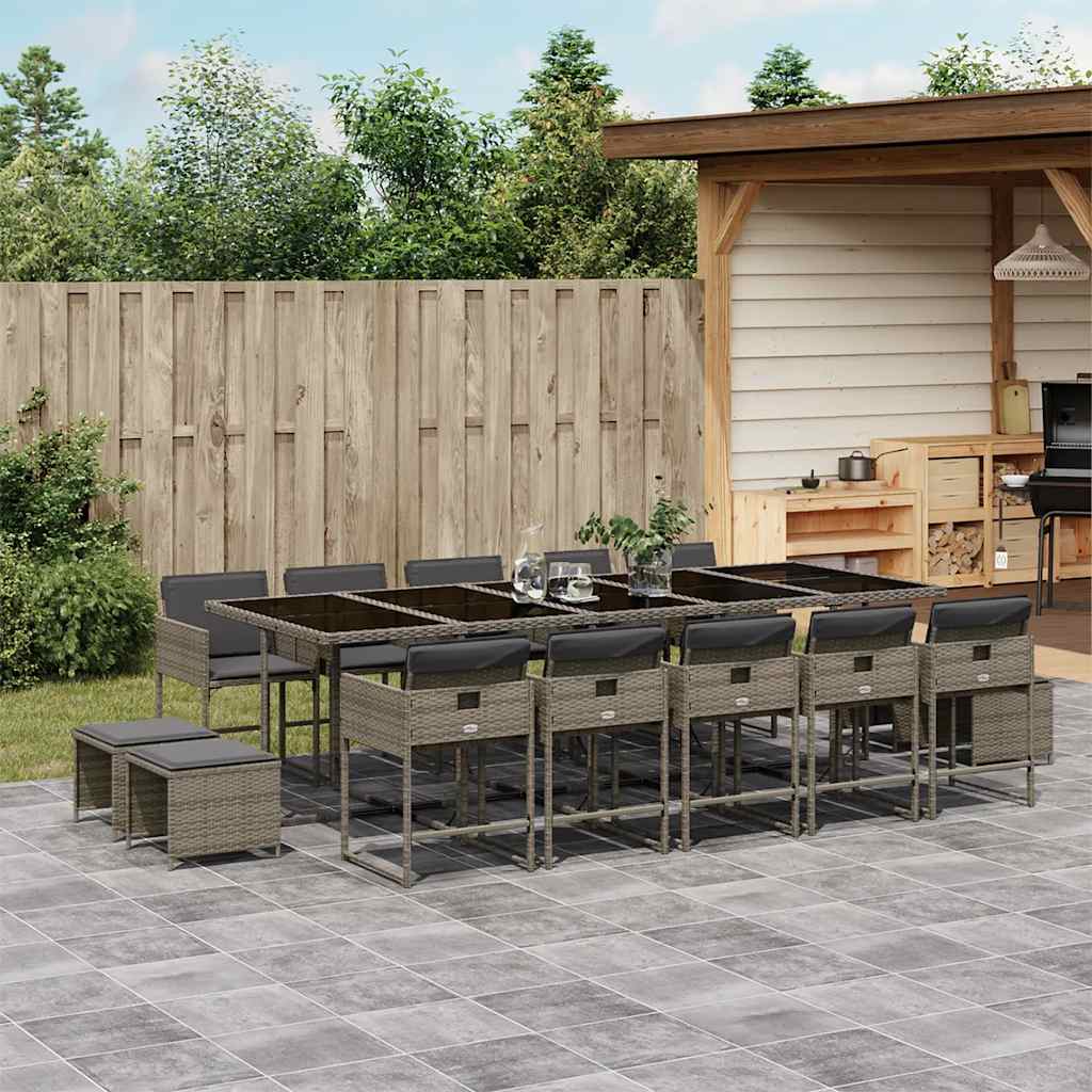 17-Delige Tuinset Met Kussens Poly Rattan