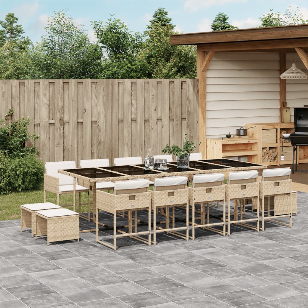 17-Delige Tuinset Met Kussens Poly Rattan
