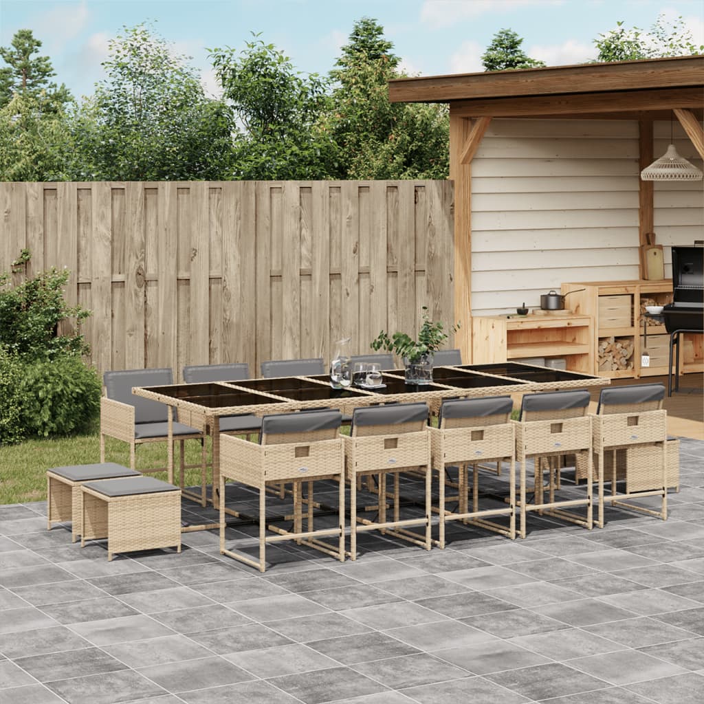 17-Delige Tuinset Met Kussens Poly Rattan