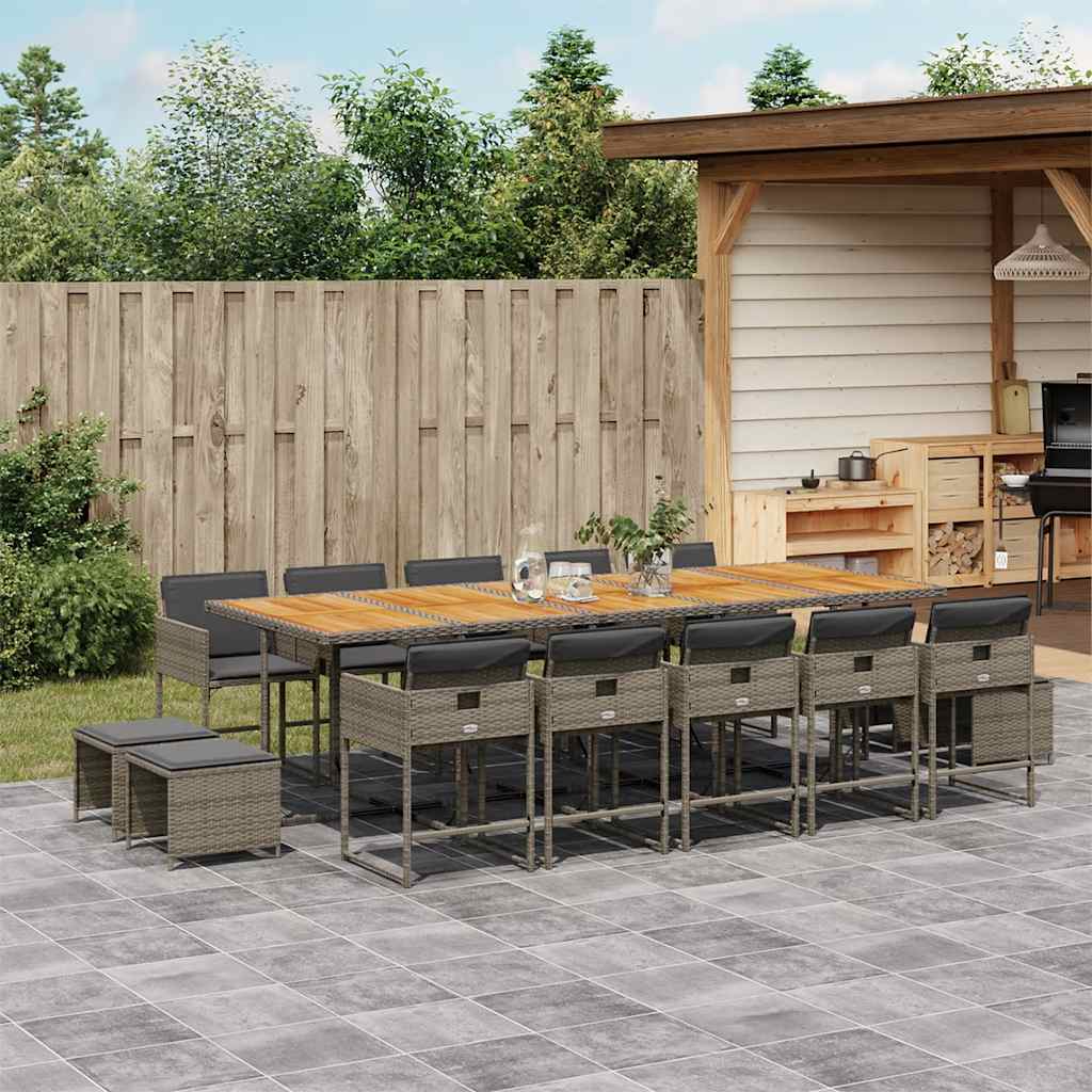 17-Delige Tuinset Met Kussens Poly Rattan