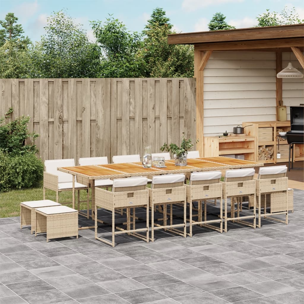 17-Delige Tuinset Met Kussens Poly Rattan