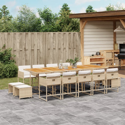 17-Delige Tuinset Met Kussens Poly Rattan