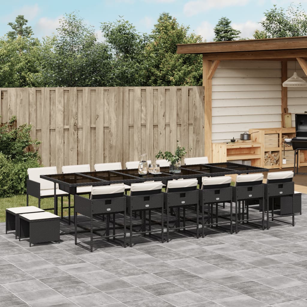 17-Delige Tuinset Met Kussens Poly Rattan