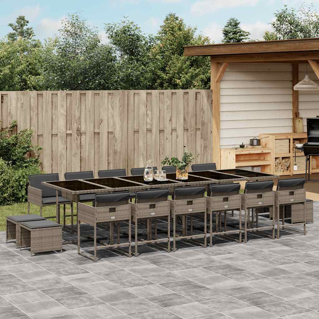 17-Delige Tuinset Met Kussens Poly Rattan