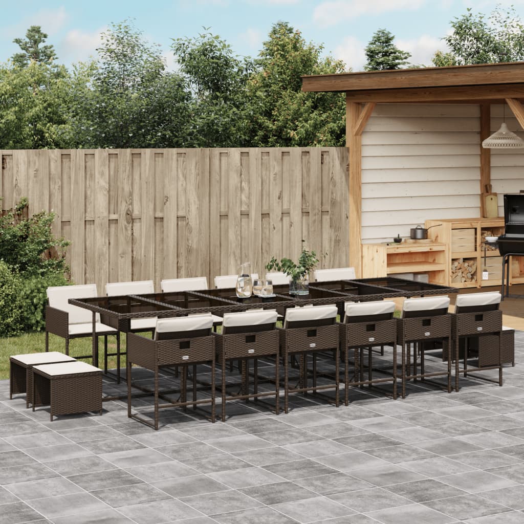 17-Delige Tuinset Met Kussens Poly Rattan