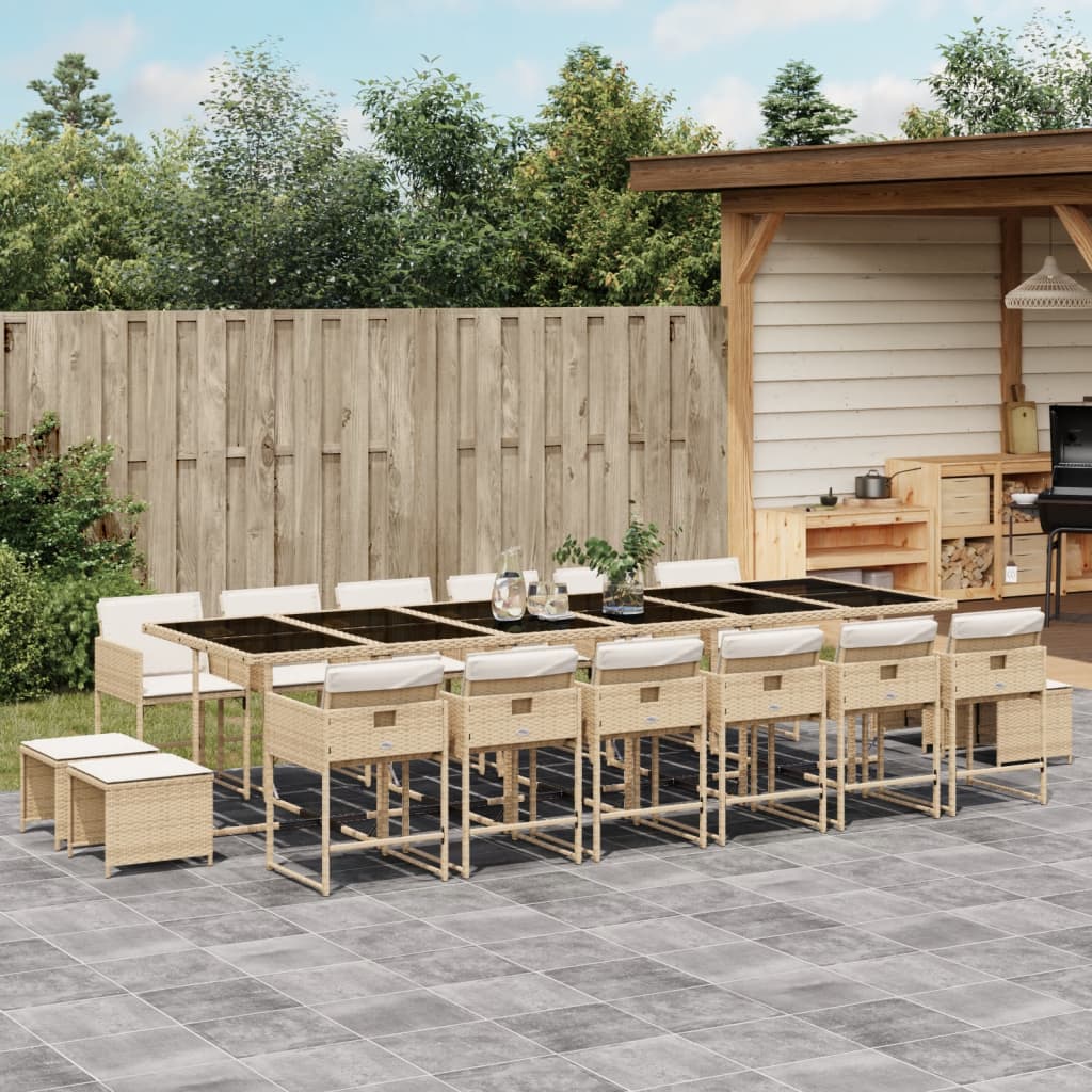17-Delige Tuinset Met Kussens Poly Rattan