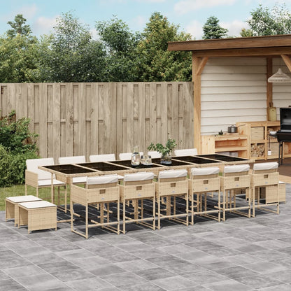 17-Delige Tuinset Met Kussens Poly Rattan