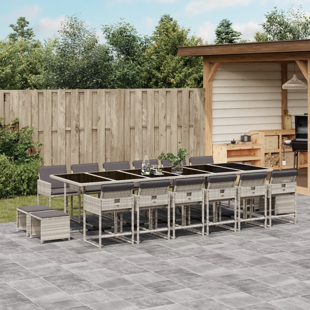 17-Delige Tuinset Met Kussens Poly Rattan