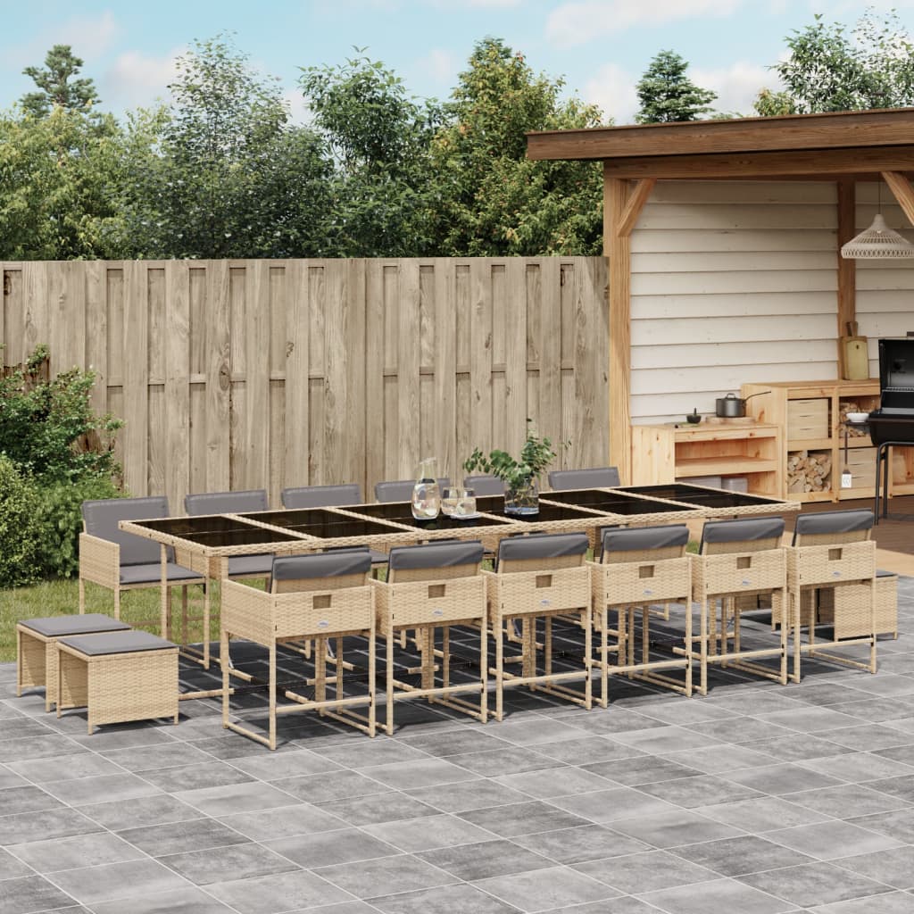 17-Delige Tuinset Met Kussens Poly Rattan