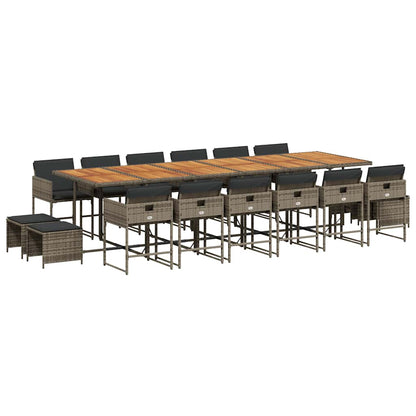 17-Delige Tuinset Met Kussens Poly Rattan