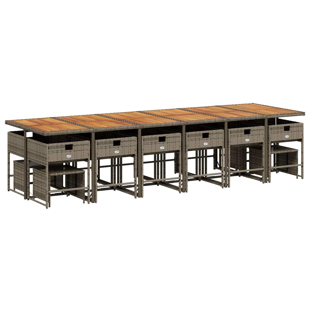 17-Delige Tuinset Met Kussens Poly Rattan