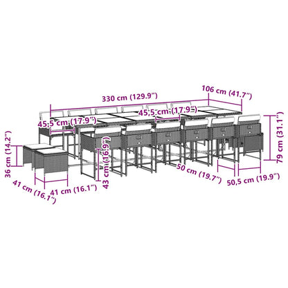 17-Delige Tuinset Met Kussens Poly Rattan