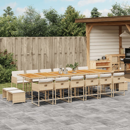17-Delige Tuinset Met Kussens Poly Rattan