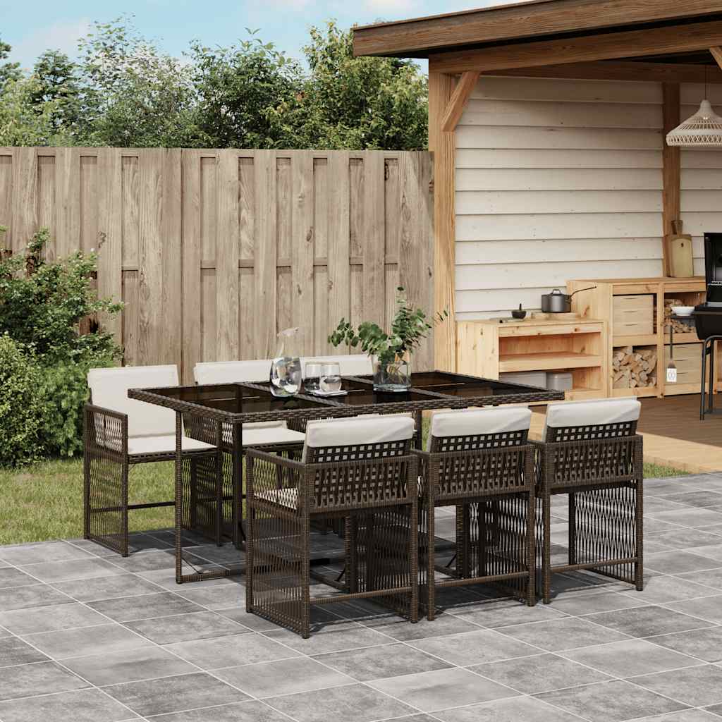 7-Delige Tuinset Met Kussens Poly Rattan