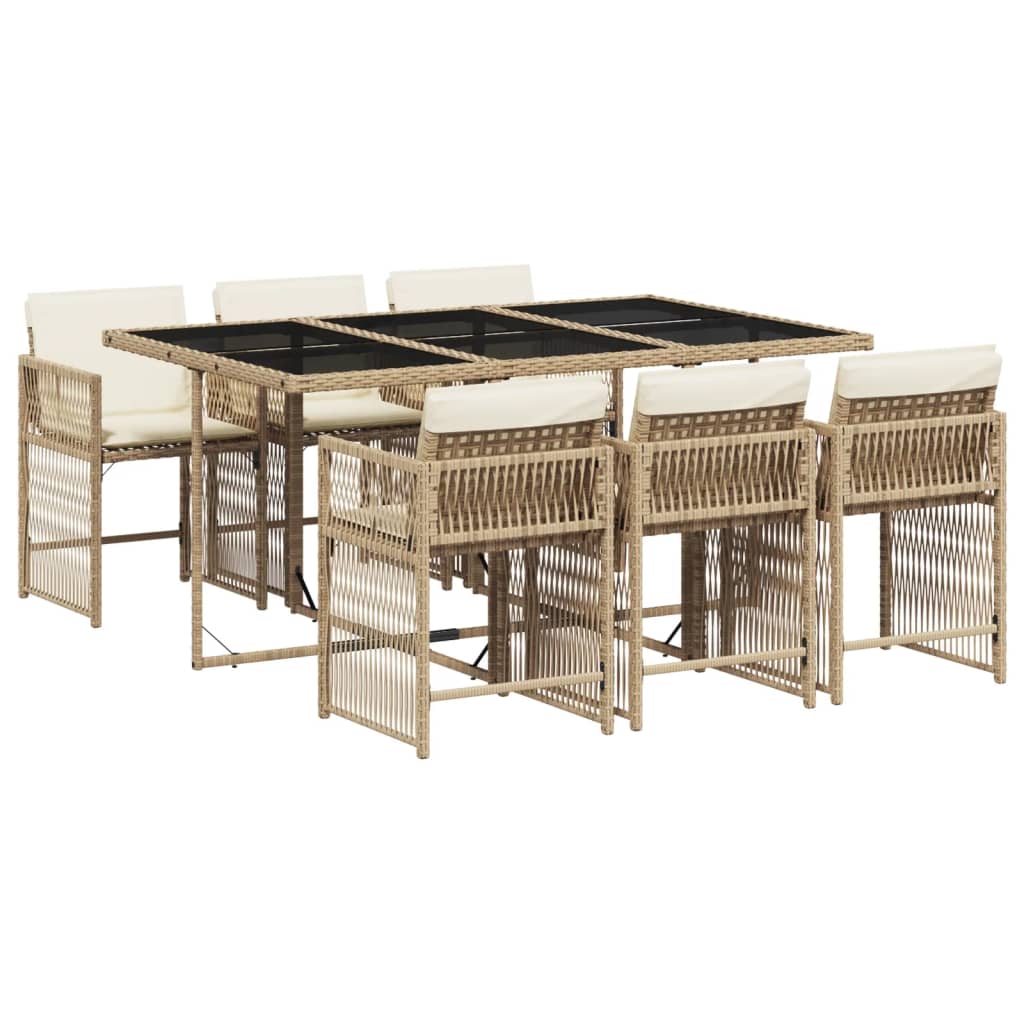 7-Delige Tuinset Met Kussens Poly Rattan