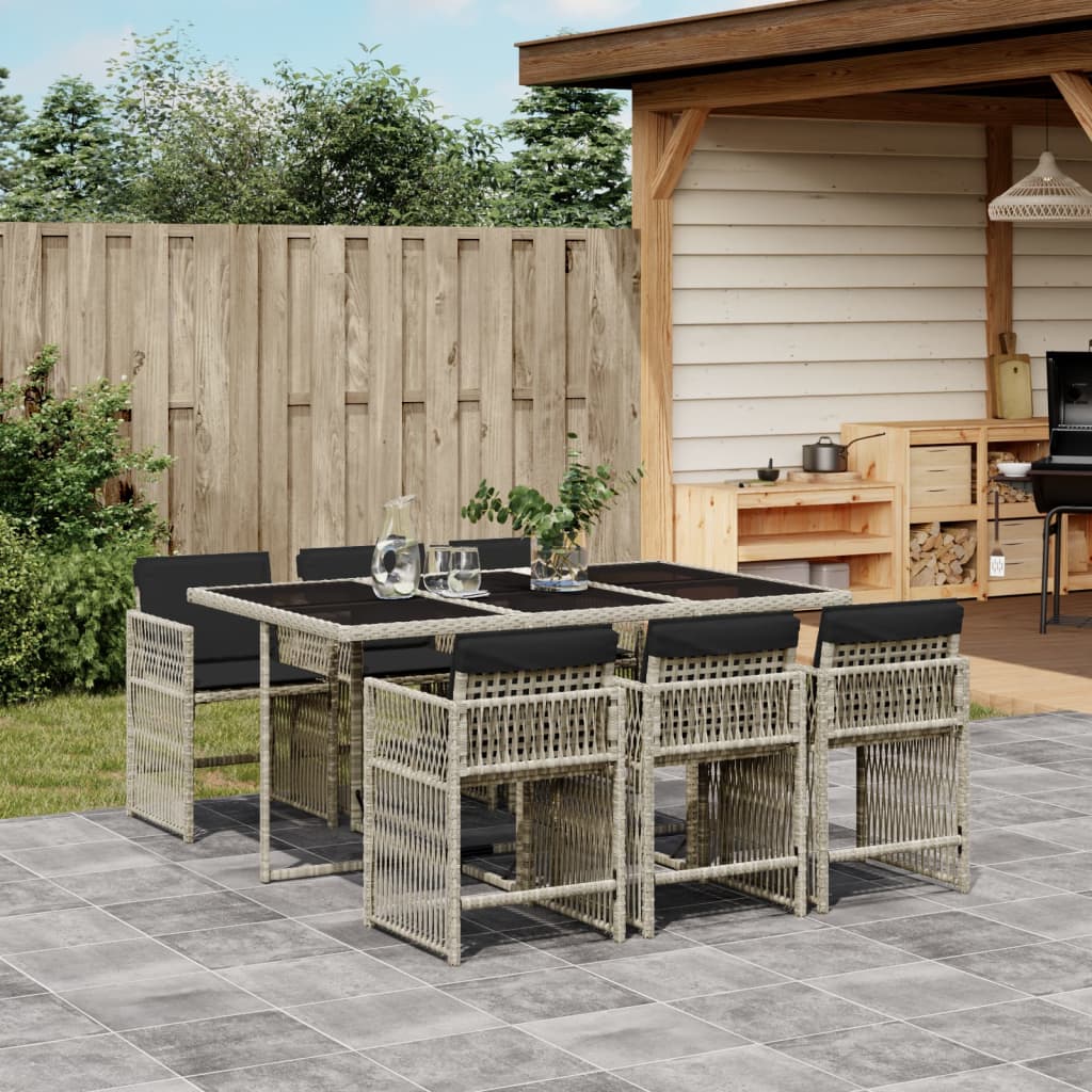 7-Delige Tuinset Met Kussens Poly Rattan