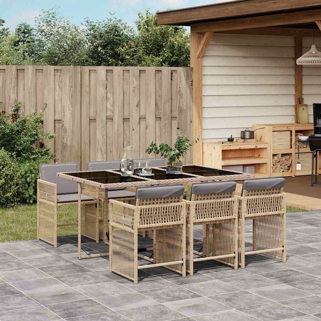 7-Delige Tuinset Met Kussens Poly Rattan