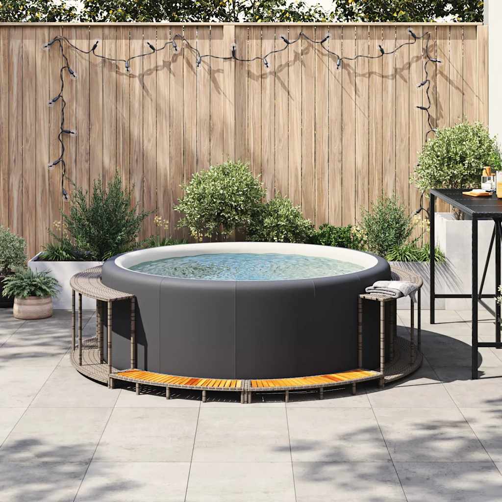 Hottub Ombouw Opbergruimte En Houten Opstapje Poly Rattan