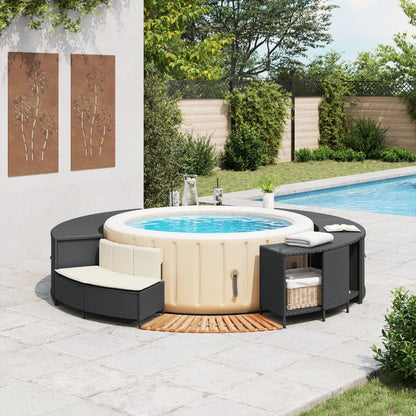 Hottub-Ombouw Poly Rattan En Massief Acaciahout