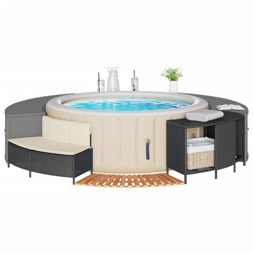 Hottub-Ombouw Poly Rattan En Massief Acaciahout