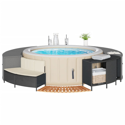 Hottub-Ombouw Poly Rattan En Massief Acaciahout