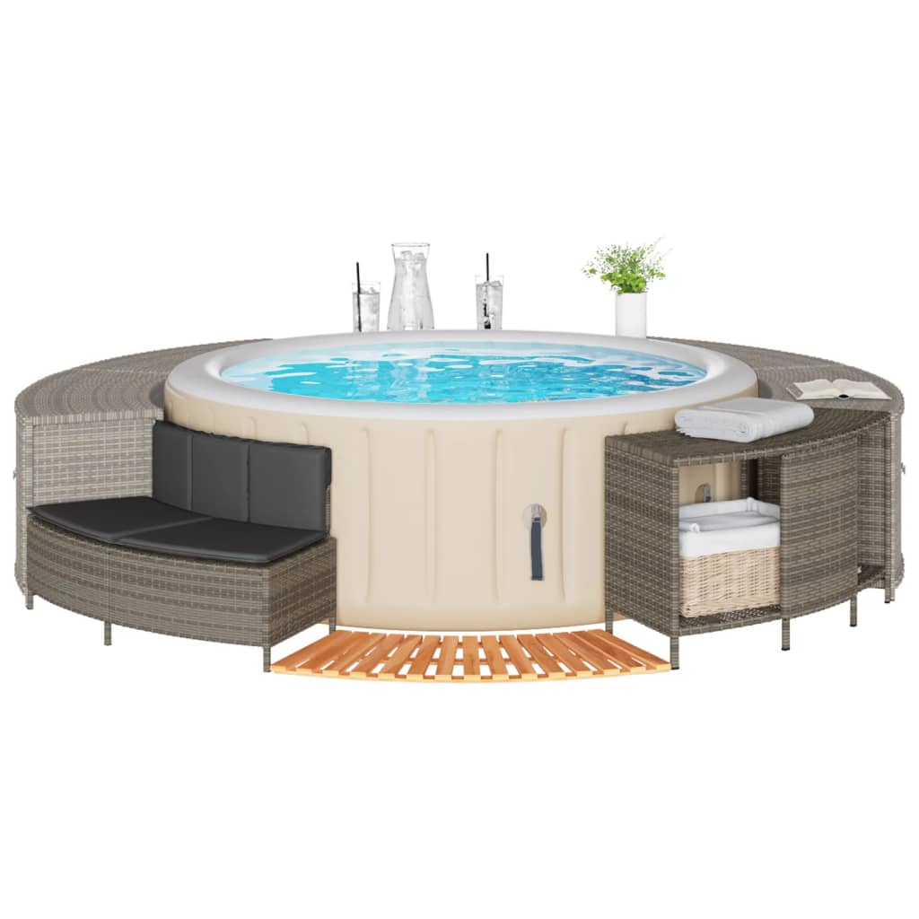 Hottub-Ombouw Poly Rattan En Massief Acaciahout
