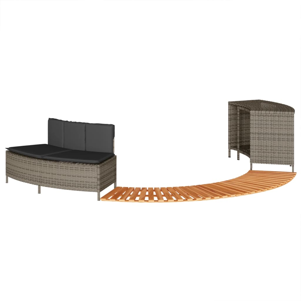 Hottub-Ombouw Poly Rattan Massief Acaciahout