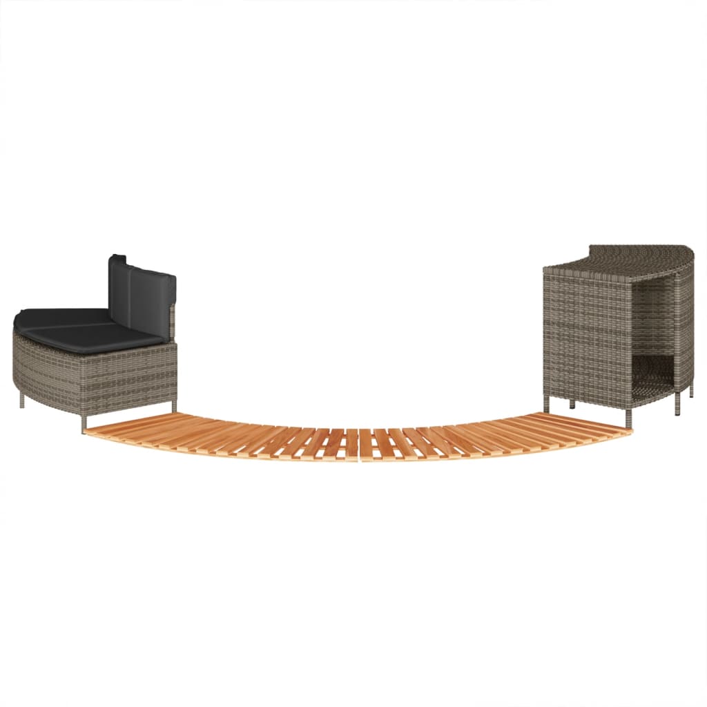 Hottub-Ombouw Poly Rattan Massief Acaciahout