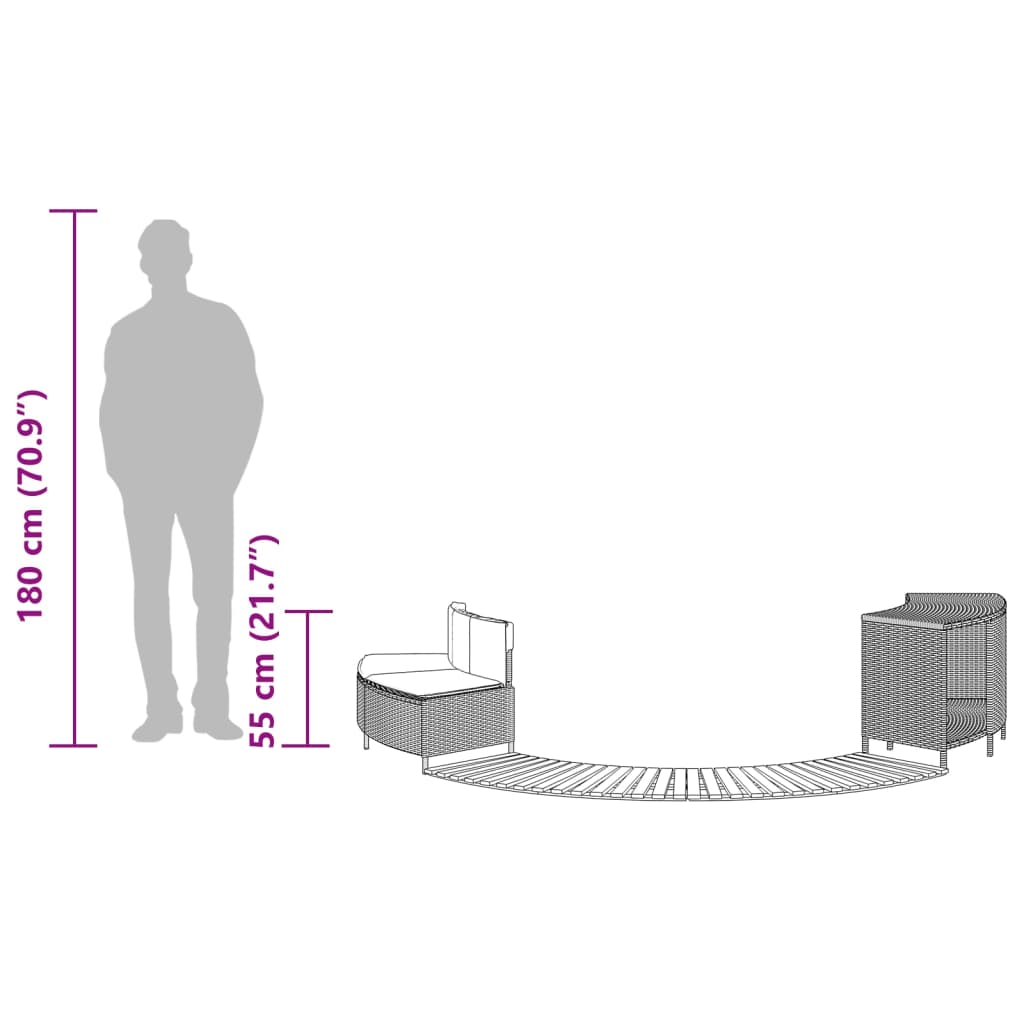 Hottub-Ombouw Poly Rattan Massief Acaciahout