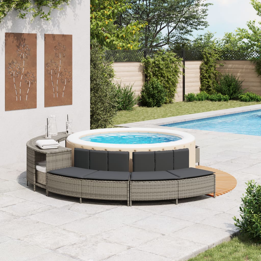 Hottub-Bankjes Met Kussens 2 St Poly Rattan