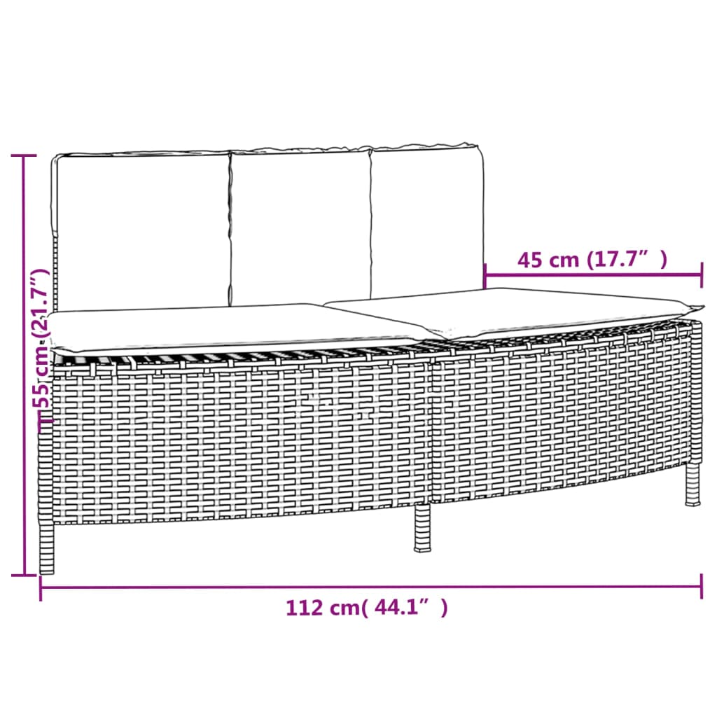 Hottub-Bankjes Met Kussens 2 St Poly Rattan