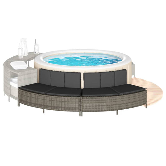 Hottub-Bankjes Met Kussens 2 St Poly Rattan