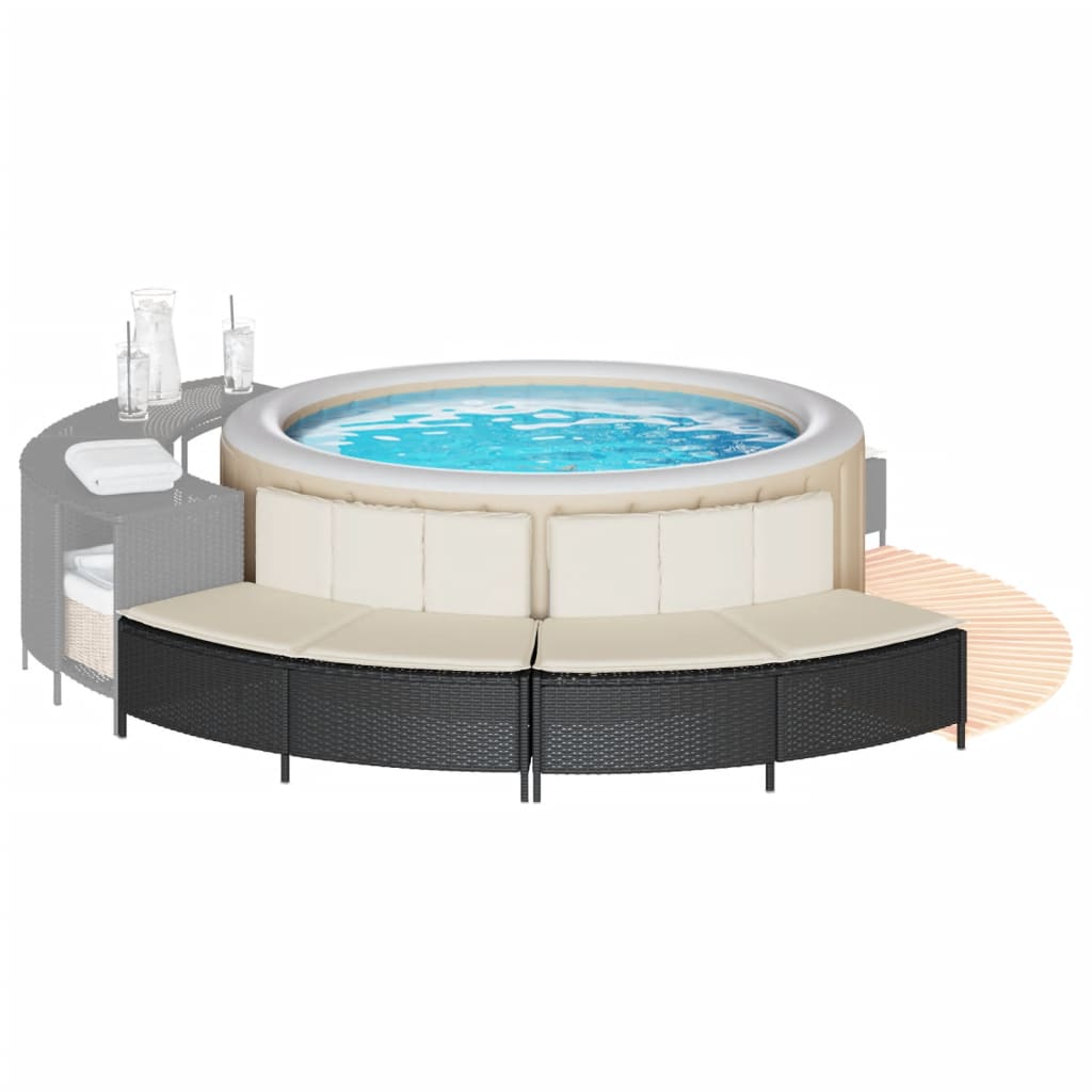 Hottub-Bankjes Met Kussens 2 St Poly Rattan