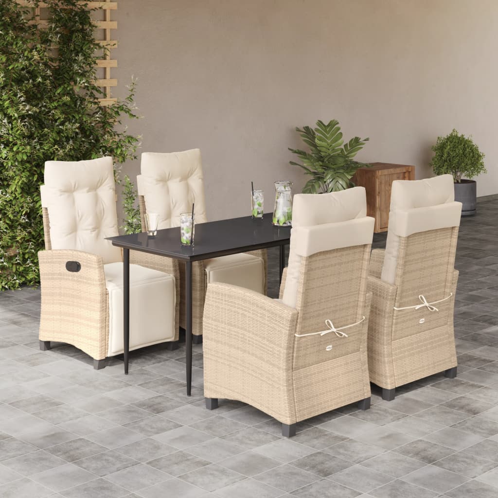 9-Delige Tuinset Met Kussens Poly Rattan Beige