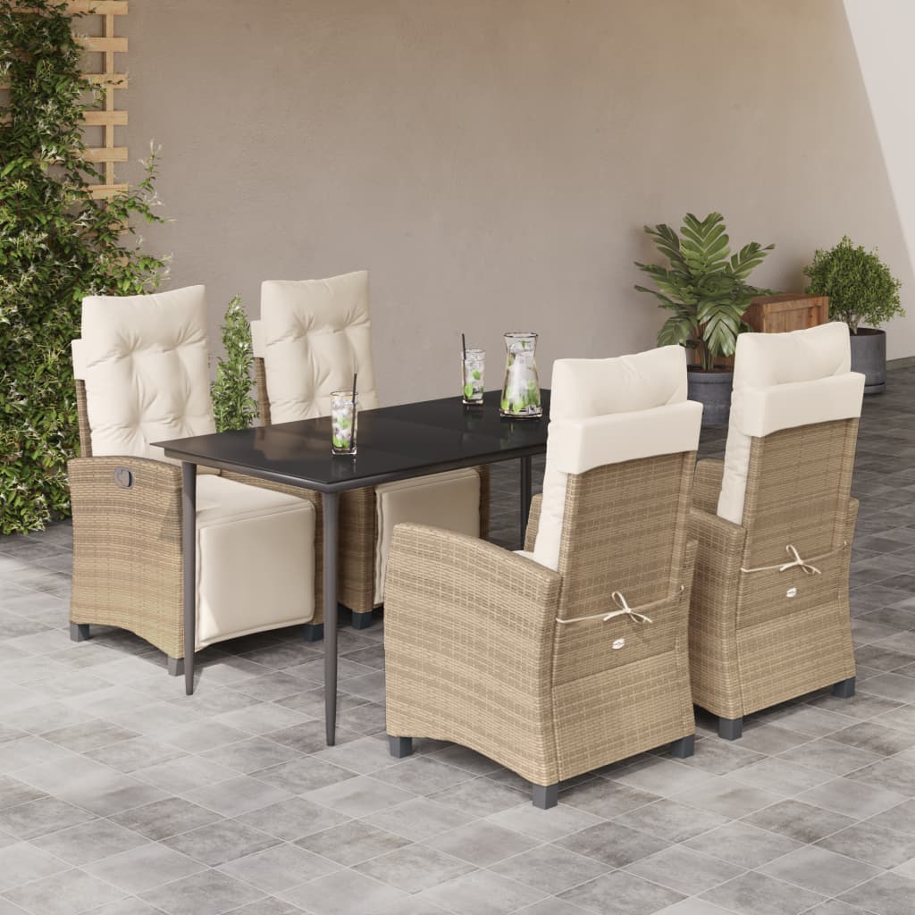 9-Delige Tuinset Met Kussens Poly Rattan Beige