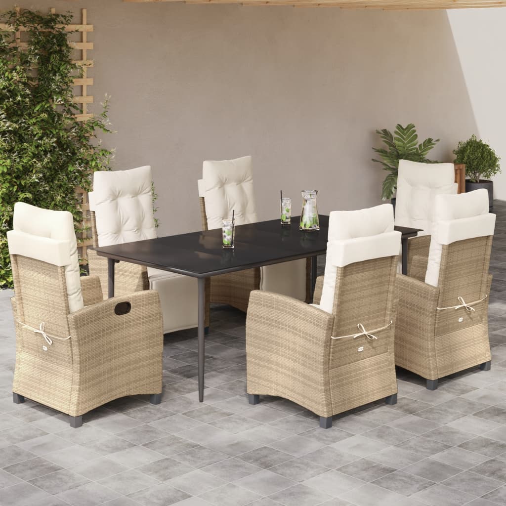 9-Delige Tuinset Met Kussens Poly Rattan Beige