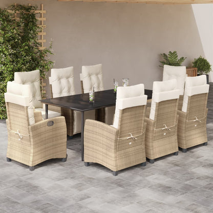 9-Delige Tuinset Met Kussens Poly Rattan Beige