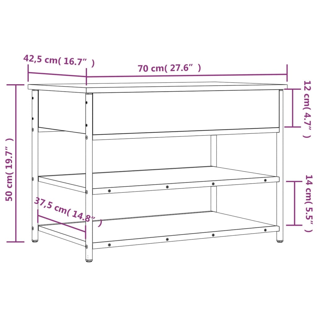 Schoenenbankje 70X42,5X50 Cm Bewerkt Hout Kleurig