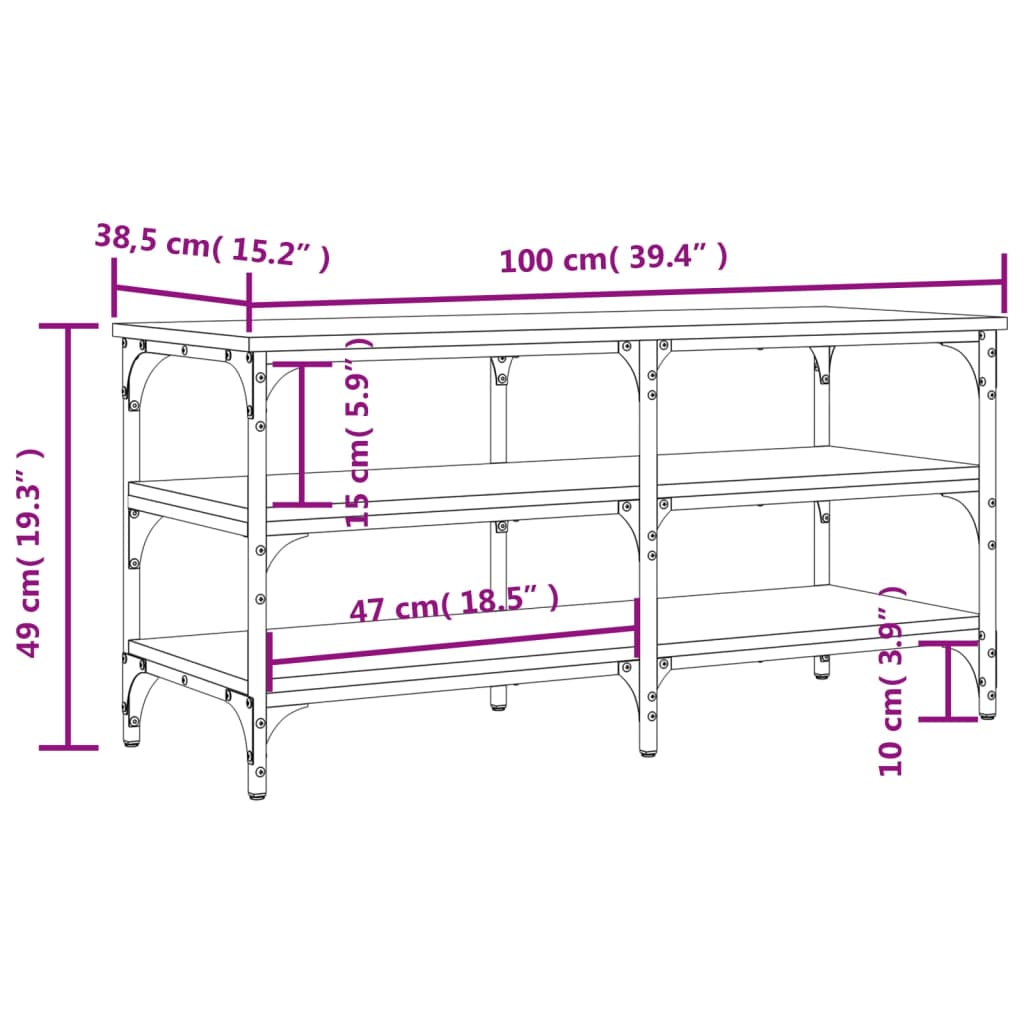 Schoenenbankje 100X38,5X49 Cm Bewerkt Hout
