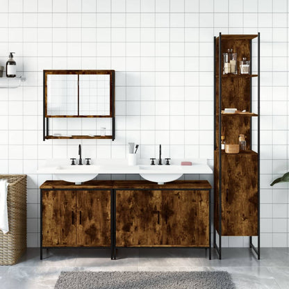 4-Delige Badkamermeubelset Bewerkt Hout Kleurig