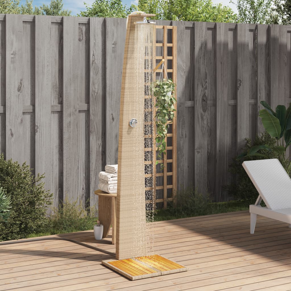 Buitendouche 55X60X224 Cm Poly Rattan En Acaciahout