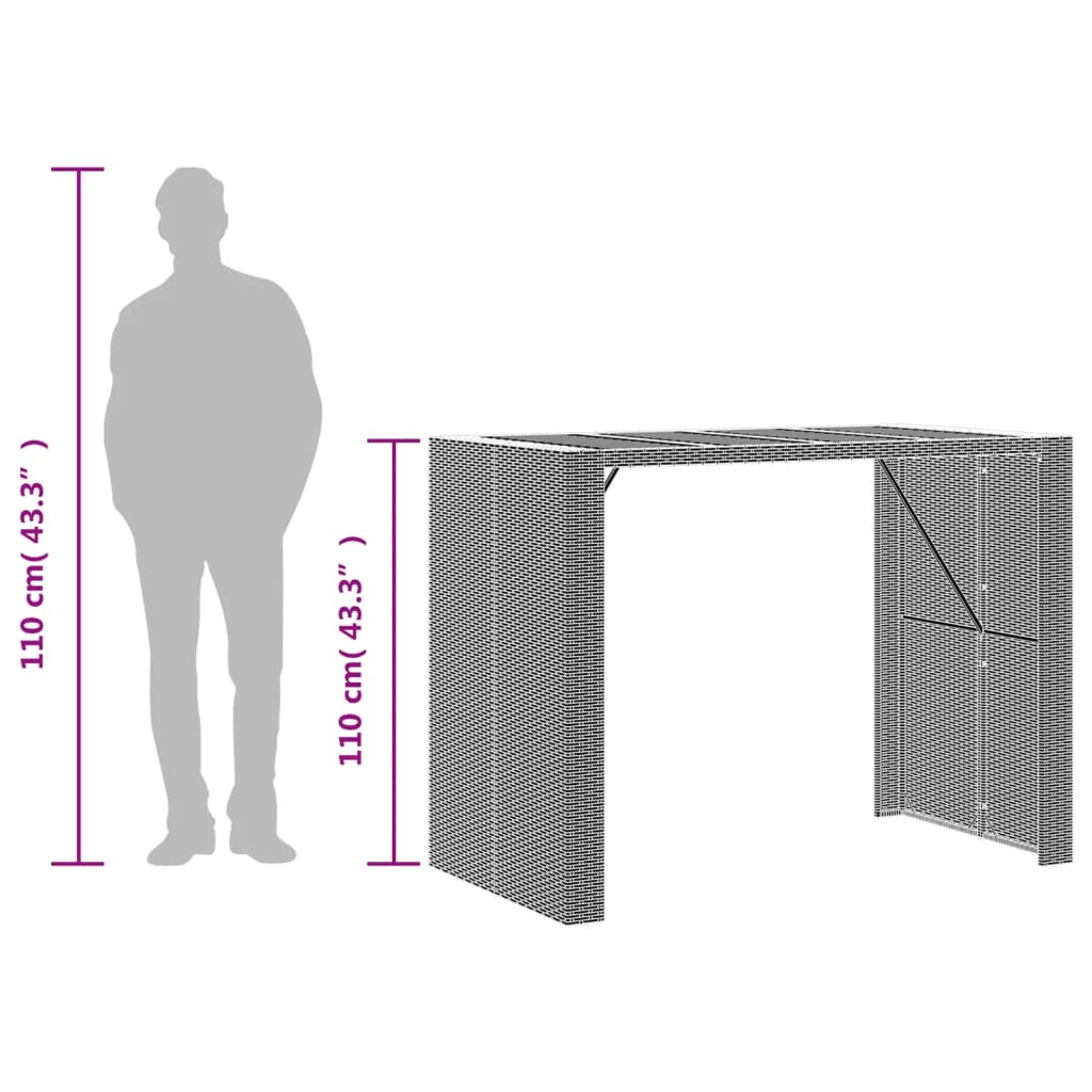 Tuinbartafel Acaciahouten Blad Poly Rattan