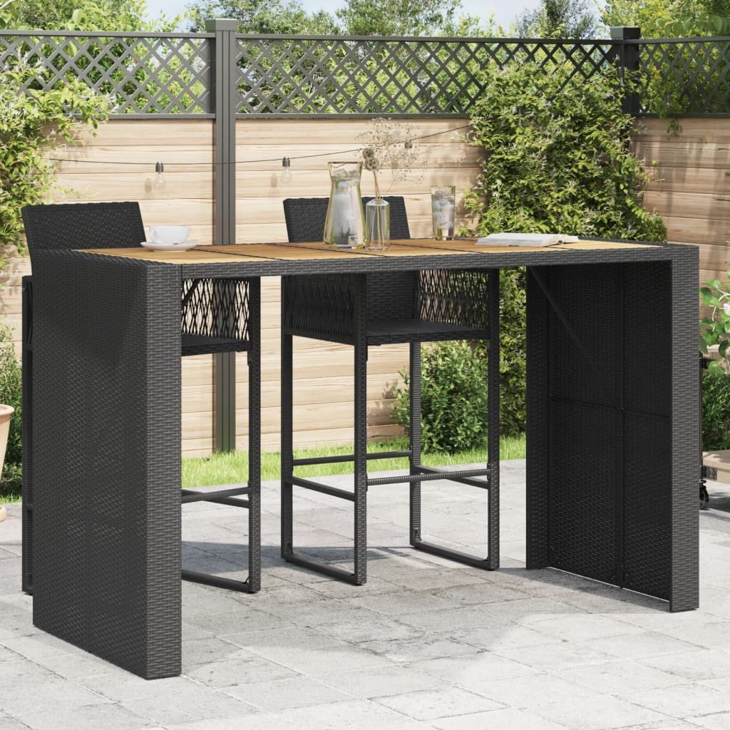 Tuinbartafel Acaciahouten Blad Poly Rattan