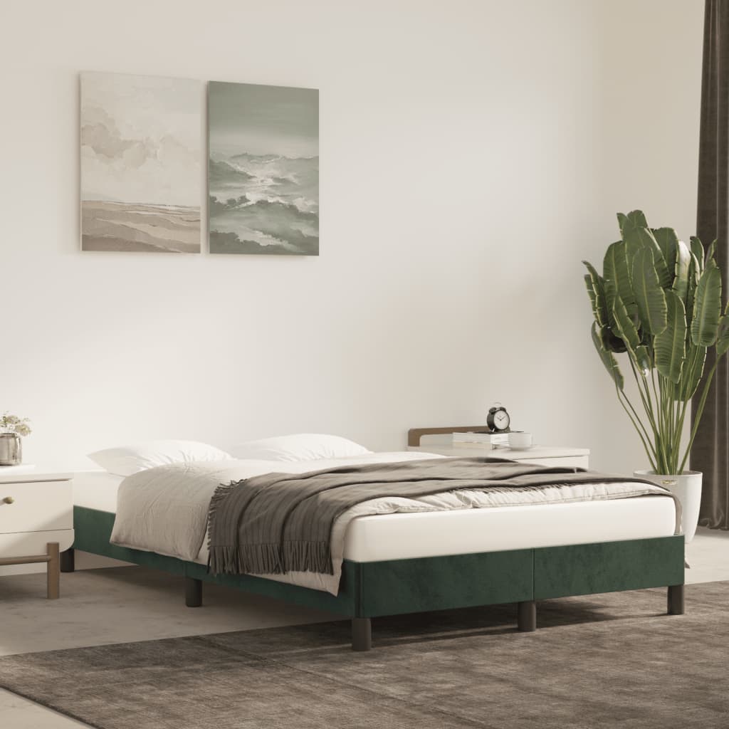 Bed Boxspring Zonder Matras Fluweel Donkergroen