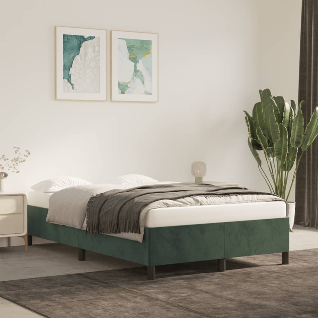 Bed Boxspring Zonder Matras Fluweel Donkergroen