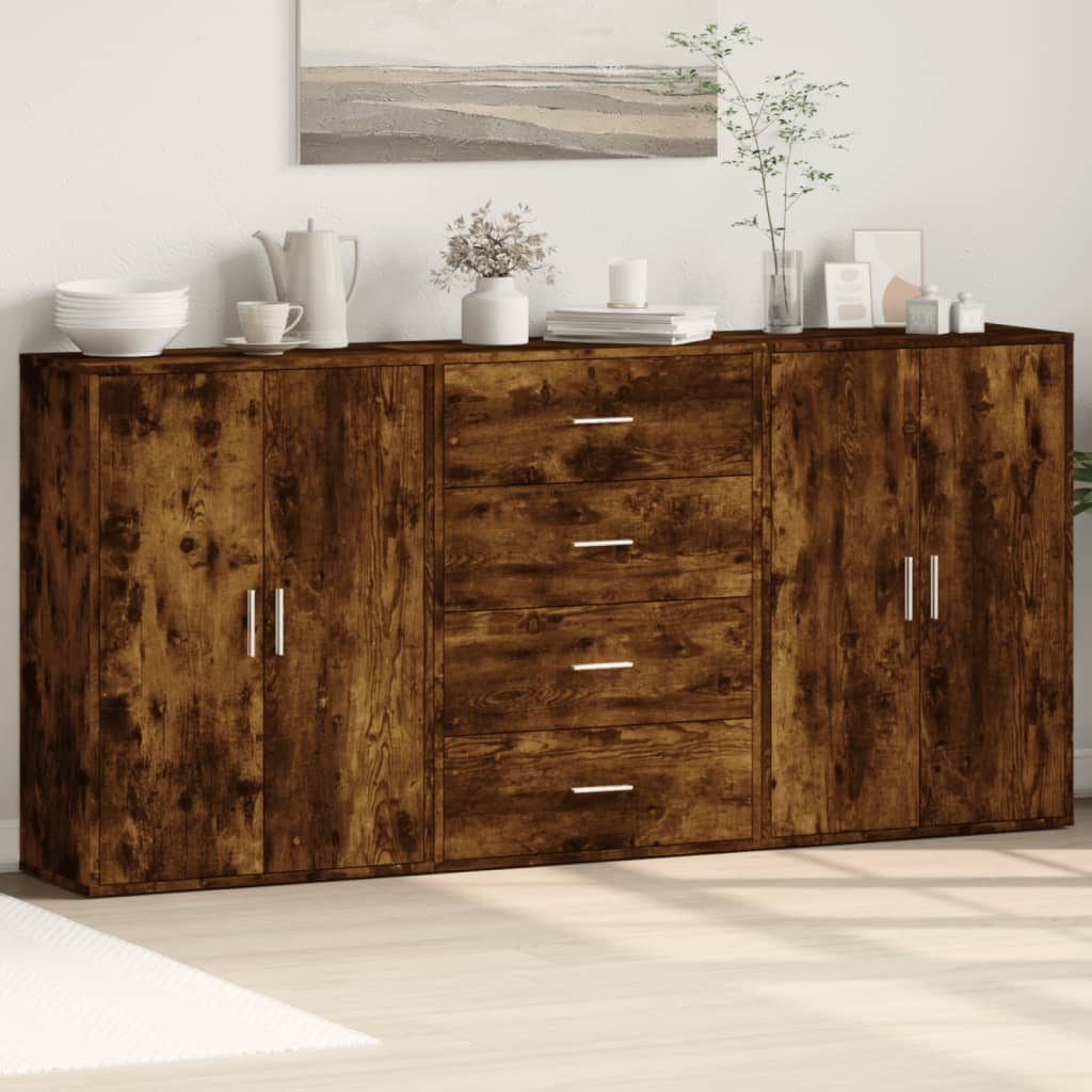 Dressoirs 3 St 60X31X84 Cm Bewerkt Hout Eikenkleur