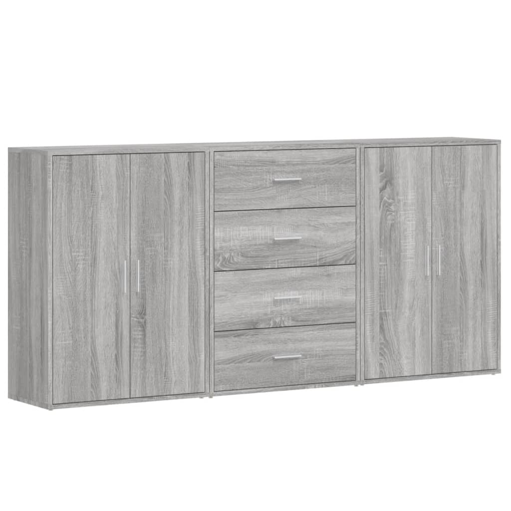 Dressoirs 3 St 60X31X84 Cm Bewerkt Hout Eikenkleur