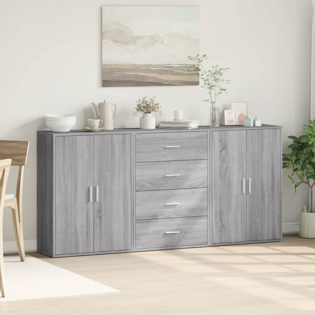 Dressoirs 3 St 60X31X84 Cm Bewerkt Hout Eikenkleur